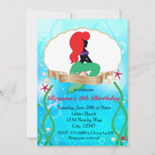Pretty MERMAID Beach Under Sea Party Invitation