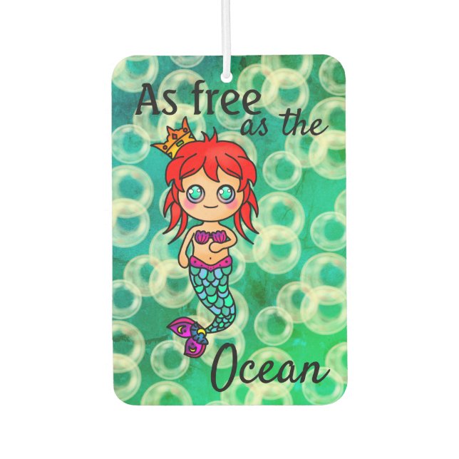 Pretty Mermaid Ocean Wave Bubble Car Air Freshener (Front)