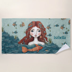 Pretty Mermaid Personalized Beach Towel