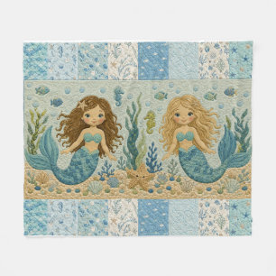 Pretty Mermaid Quilt Fleece Blanket