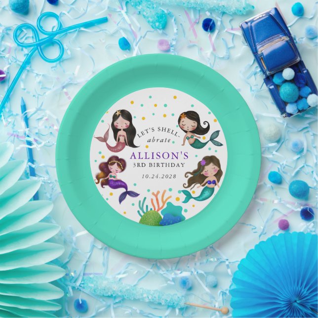 Pretty Mermaids Under the Sea Girls Birthday Paper Plate (Party)