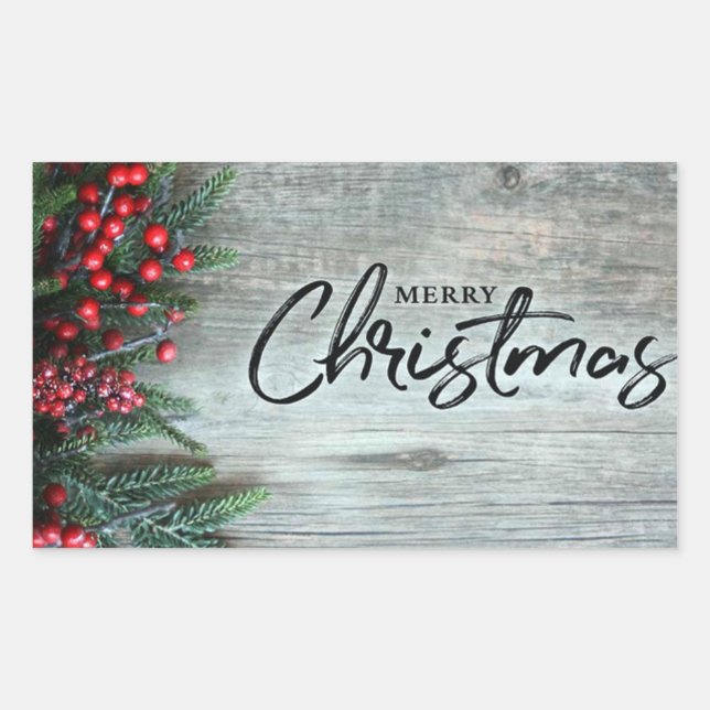 **PRETTY MERRY CHRISTMAS** CHRISTMAS RECTANGULAR STICKER (Front)