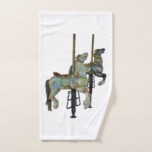 Pretty Merry Go Round Carousel Horses Hand Towel