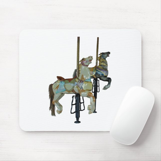Pretty Merry Go Round Carousel Horses Mouse Pad (With Mouse)
