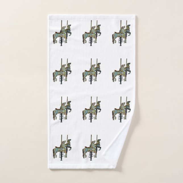 Pretty Merry Go Round Carousel Horses Pattern  Hand Towel (Hand Towel)