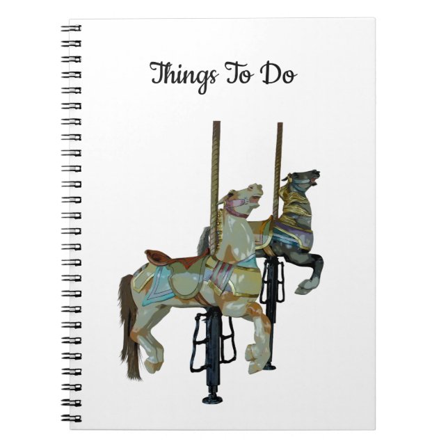 Pretty Merry Go Round Carousel Horses Spiral Notebook (Front)