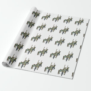 Pretty Merry Go Round Carousel Horses Wrapping Paper