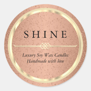 Pretty Metallic Gold and Orange Coral Glitter Classic Round Sticker