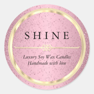 Pretty Metallic Gold and Pink Glitter Labels