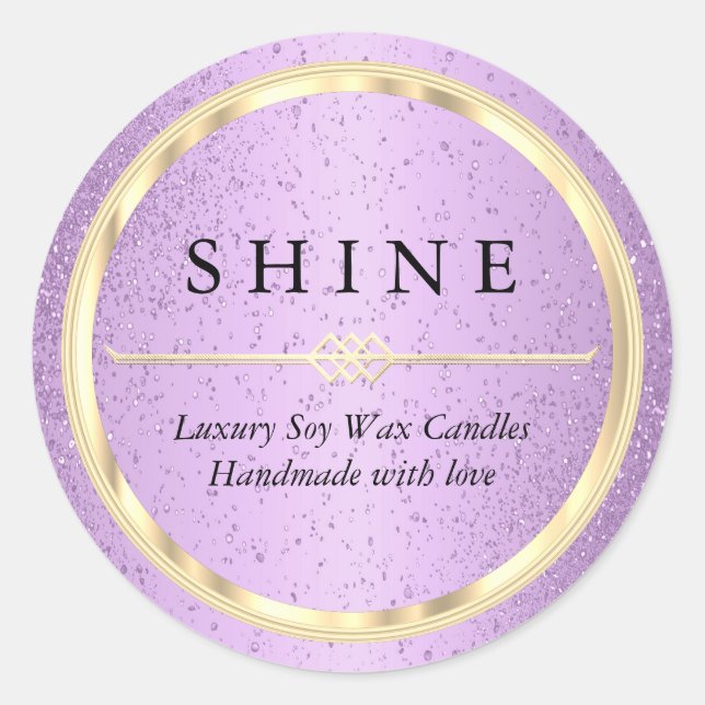 Pretty Metallic Gold and Purple Glitter Labels (Front)