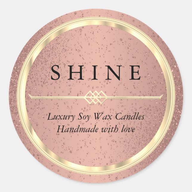 Pretty Metallic Gold and Rose Gold Glitter Labels (Front)