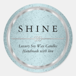Pretty Metallic Silver and Aqua Blue Labels
