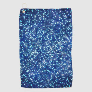 Pretty Midnight Blue Faux Glitter Design Golf Towel