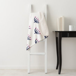 Pretty Mimosa Floral Customise Sherpa Blanket
