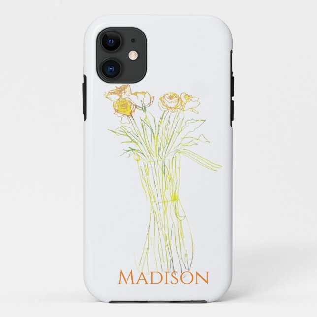 Pretty Minimal Modern Flower Outline For Women  Case-Mate iPhone Case (Back)