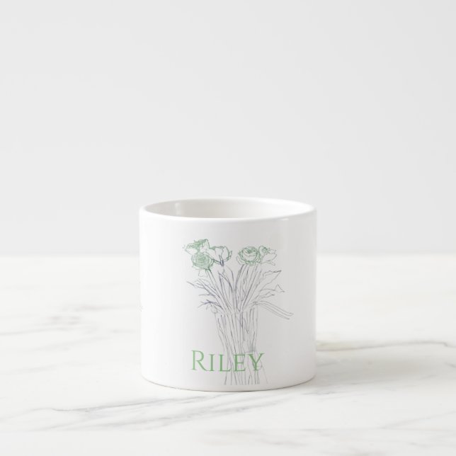 Pretty Minimal Modern Flower Outline For Women  Espresso Cup (Front)