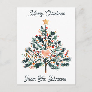 Pretty Minimalist Tole Style Christmas Tree Postcard