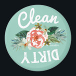 Pretty Mint Floral CLEAN DIRTY Dishwasher Magnet<br><div class="desc">You become the worst person in the world if you put dirty dishes in with clean ones. Now you can avoid that whole situation with an attractive mint floral magnet from BARBARIAN. //
 
 www.ifneedb.com // art for the wild-at-heart</div>