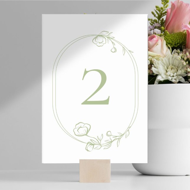 Pretty Mint Green Floral Wedding Table Number (Creator Uploaded)