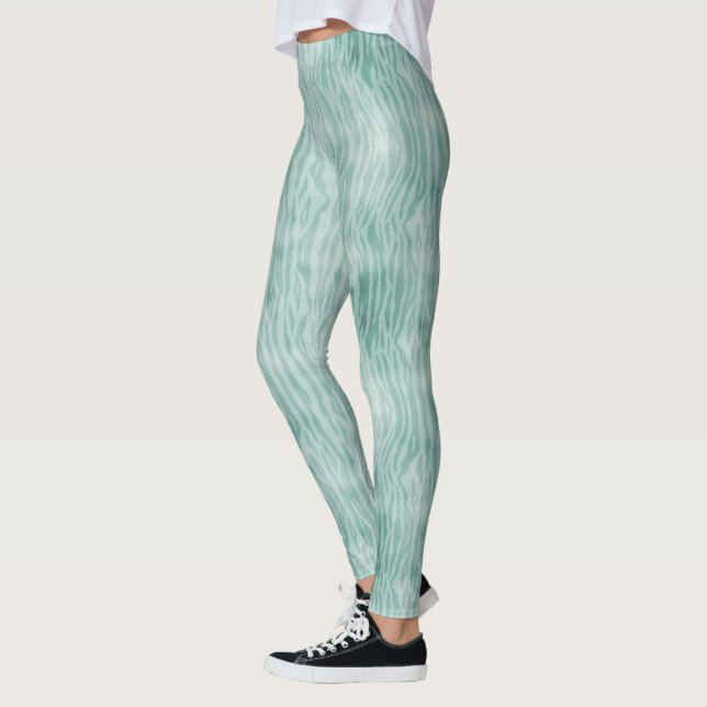 Pretty mint zebra print leggings (Left)