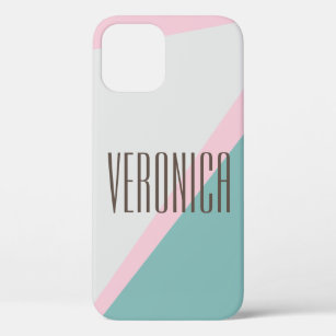 Pretty Modern Abstract Geometric Colour Block Name iPhone 12 Pro Case