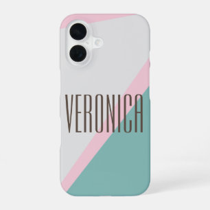 Pretty Modern Abstract Geometric Colour Block Name iPhone 16 Case