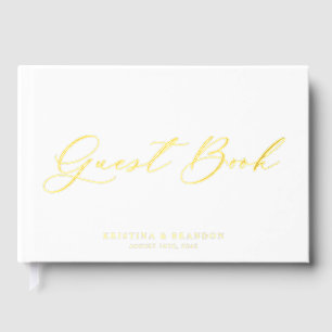 Pretty Modern Calligraphy Photo Wedding Guest Book