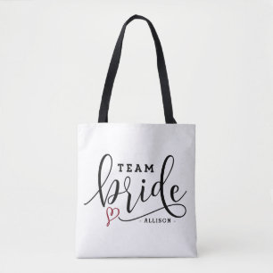 Pretty Modern Calligraphy Team Bride Personalised Tote Bag