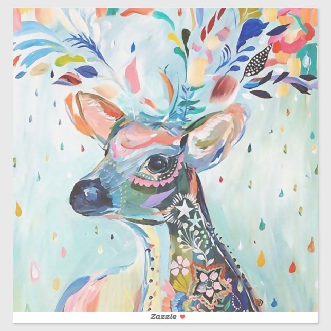 Pretty Modern Deer Art Flower Antlers (Sheet)