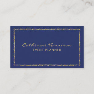 Pretty Modern Elegant Navy Blue and Gold Business Card