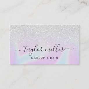 Pretty modern elegant stylish holographic makeup business card
