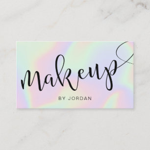 Pretty modern elegant stylish holographic makeup business card