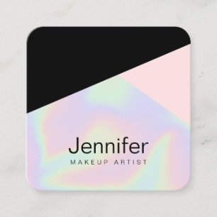 Pretty modern elegant stylish holographic makeup square business card