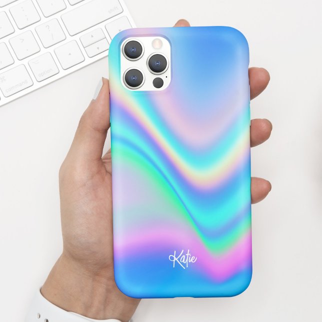 Pretty Modern Faux Iridescent w/ Name Case-Mate iPhone Case (Creator Uploaded)