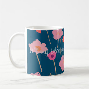 Pretty Modern Floral Birthday With Custom Age Coffee Mug