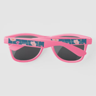 Pretty Modern Floral Birthday With Custom Age Sunglasses