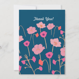 Pretty Modern Floral Birthday With Custom Age Thank You Card