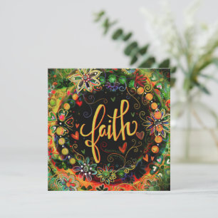 Pretty Modern Floral Faith Encouragement Thank You Card