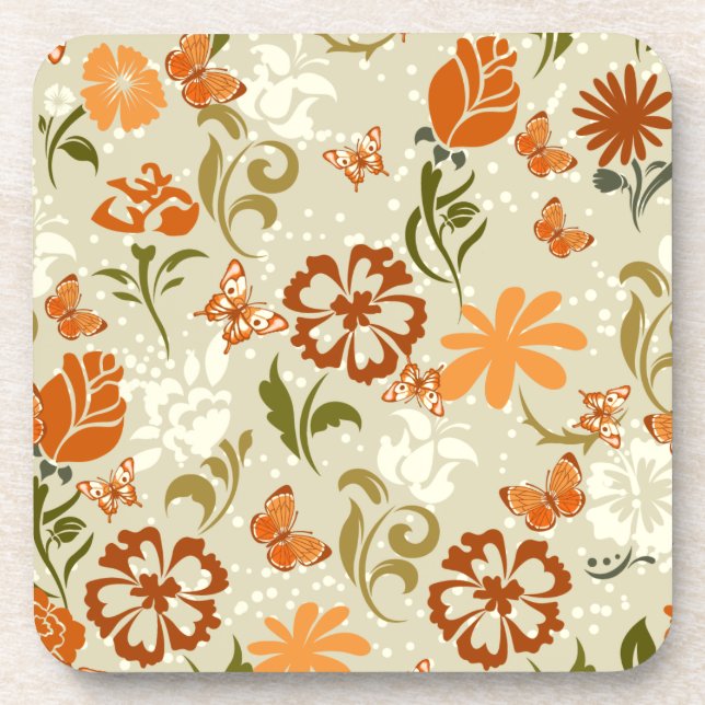 Pretty Modern Floral Pattern Coaster (Front)