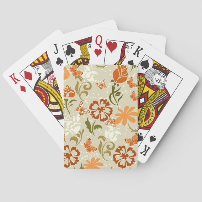 Pretty Modern Floral Pattern Playing Cards (Back)