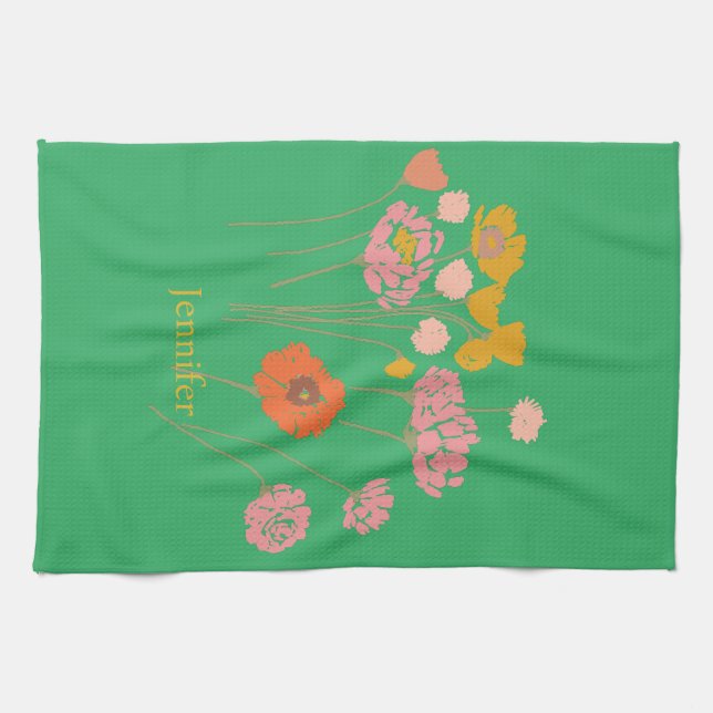 Pretty Modern Floral  Tea Towel (Horizontal)