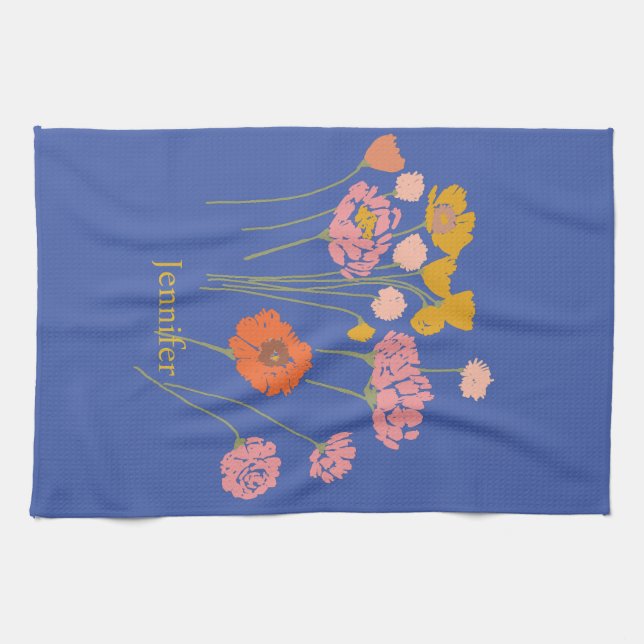 Pretty Modern Floral  Tea Towel (Horizontal)