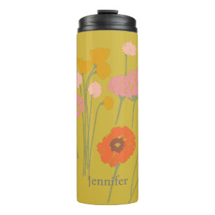 Pretty Modern Floral With Custom Name Thermal Tumbler