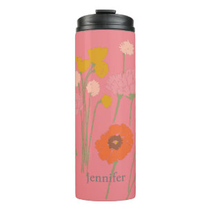 Pretty Modern Floral With Custom Name Thermal Tumbler