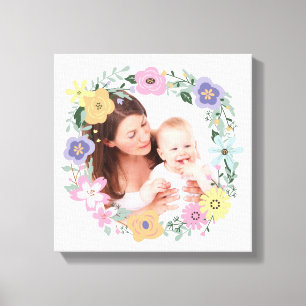 Pretty Modern Flower Wreath Custom Photo Canvas Print