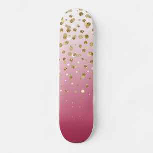 Pretty modern girly faux gold glitter confetti skateboard