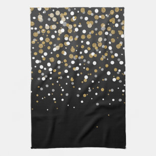 Pretty modern girly faux gold glitter confetti tea towel