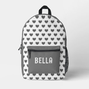 Pretty Modern Heart Pattern Cute Grey  Printed Backpack