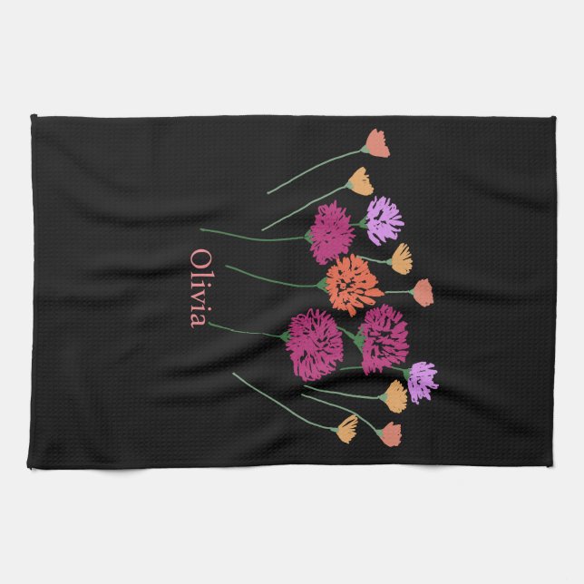 Pretty Modern Loose Flower  Tea Towel (Horizontal)