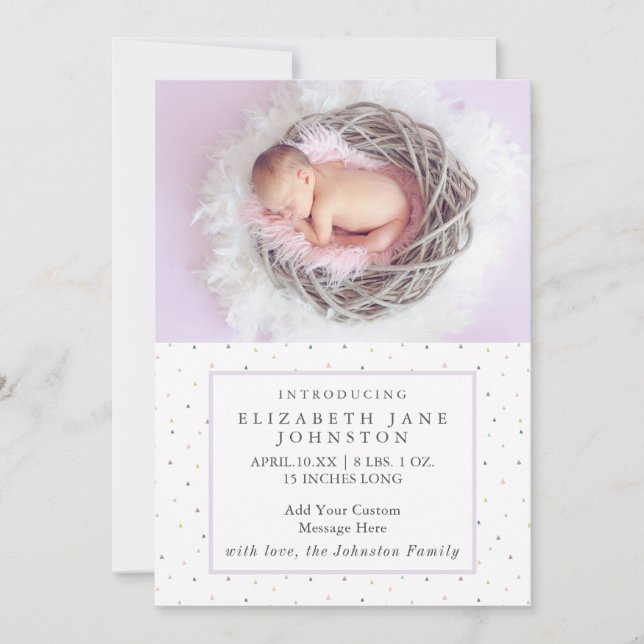 Pretty Modern Newborn Photo Birth Baby Birth Holiday Card (Front)